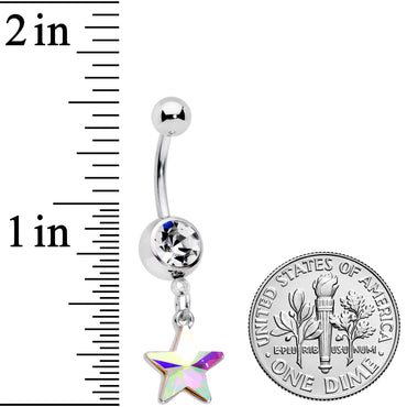 Clear Aurora Gem Simple Star Dangle Belly Ring