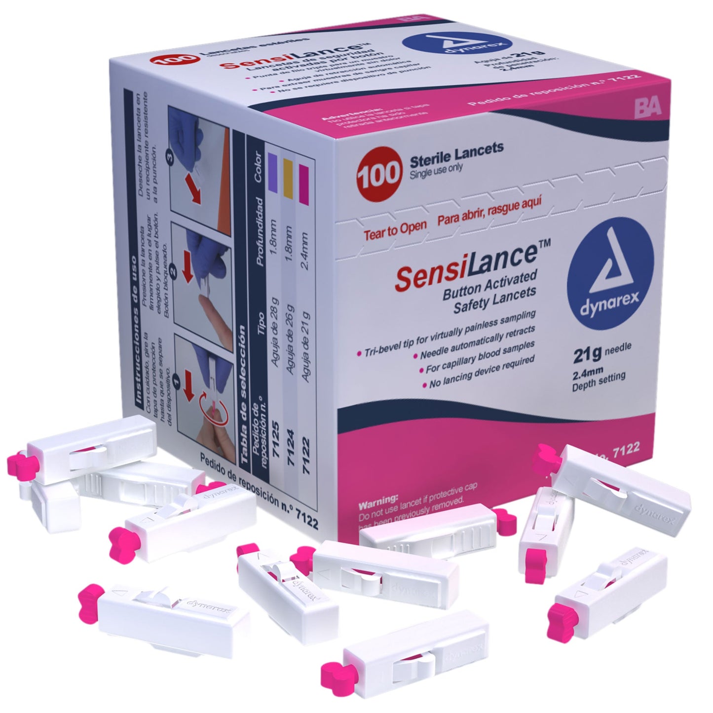 Dynarex Safety Lancets - Button and Pressure (1000 Count)