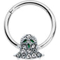 16G 3/8 Clear Gem Green Eye Halloween Ghost Hinged Segment Ring