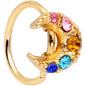 20G 5/16 Rainbow Gem Gold Tone Crescent Moon Nose Hoop