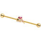 14G Purple Gem Gold Tone Dainty Dolphin Industrial Barbell 38mm