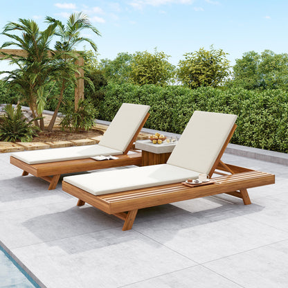 Outdoor Chaise Lounge Acacia Wood 79" 4-Position