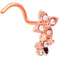 20G 1/4 Clear Gem Rose Gold Hue Butterfly Flower Nose Ring Screw