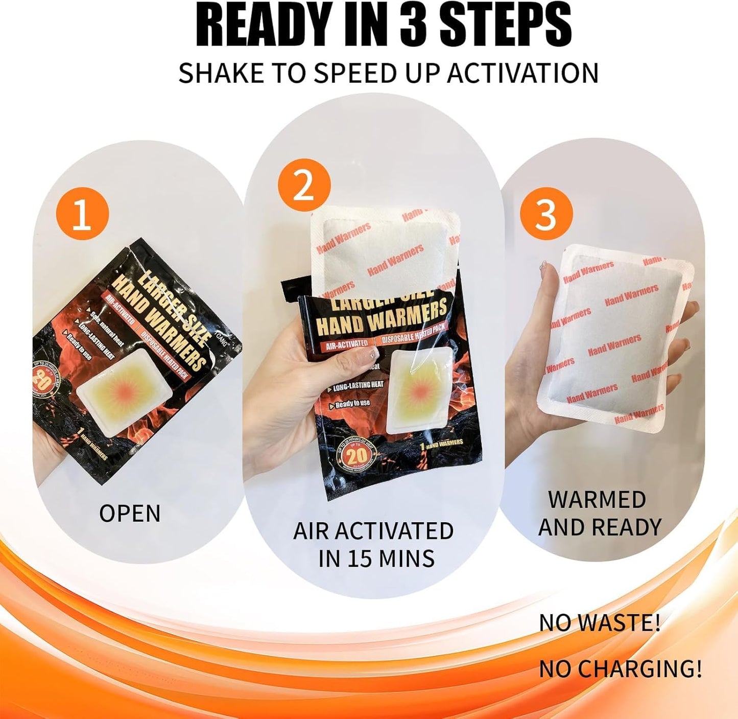 Hand Warmers Disposable - Up to 20 Hours of Heat - 6/20 Pack Super Long Lasting Air Activated Warmers, All Natural & Portable for Body, Hands & Toes - Odorless Hot Warmer Heater for Outdoor Sport