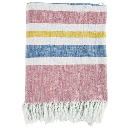Fennco Styles Multicolor Striped Tassel Throw Blanket
