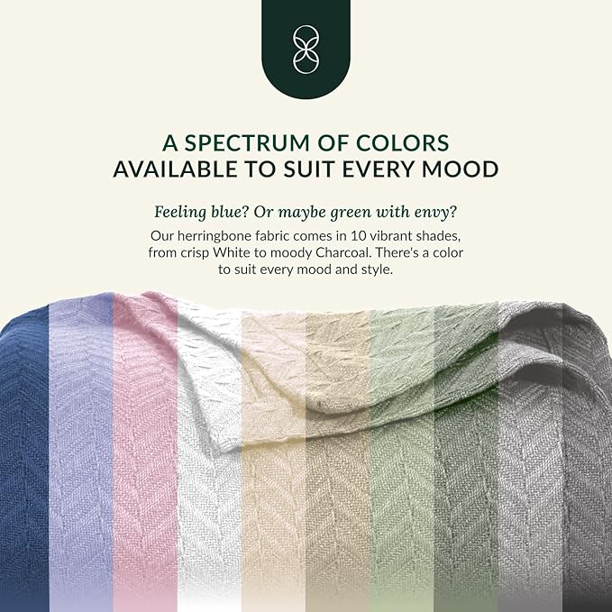 Cloud Scape Linen 100% Cotton Blanket King Size for Bed – Lightweight Summer Blanket, Herringbone Weave,fits California King Size Bed, 92x108,Dark Grey