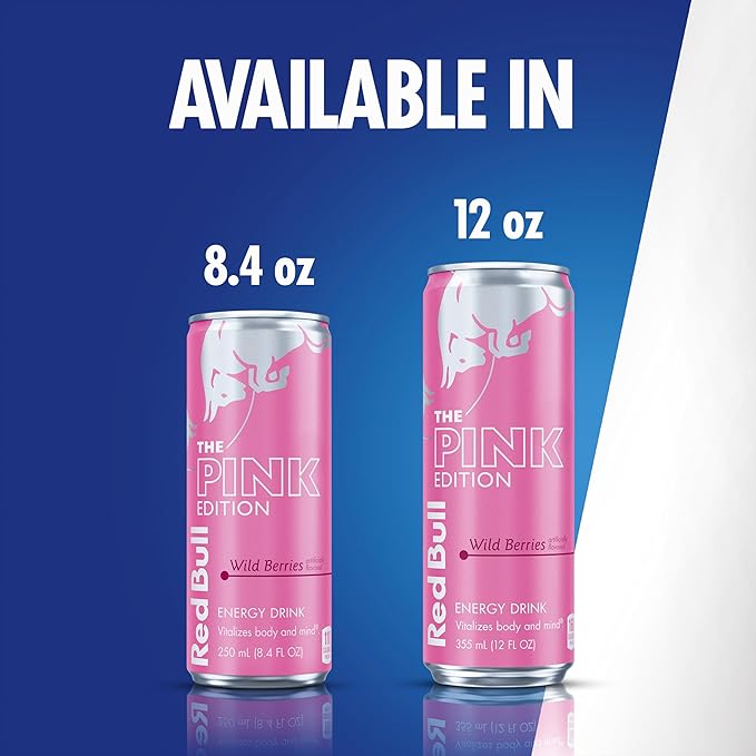 Red Bull Pink Edition Energy Drink, Wild Berries, 12 fl. oz., Pack of 4 cans, with 80mg Caffeine, Taurine & B Vitamins