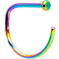 20G 3/8 Rainbow Implant Grade Titanium D Shape Nose Hoop