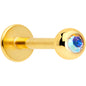16G 5/16 Aurora Gem Gold Tone Press Fit Labret Monroe Tragus