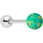 Green Synthetic Opal Ball End Barbell Tongue Ring