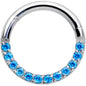 16G 5/16 Aqua Gem Paved Elegance Hinged Segment Ring