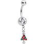 Clear Red Green Gem Christmas Tree Holiday Dangle Belly Ring