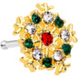 20G 7mm Red Green Gem Gold Tone Snowflake Christmas Nose Bone