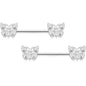 14G 9/16 Clear Gem Baroque Butterfly Barbell Nipple Ring Set