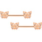 14G 9/16 Clear Gem Rose Gold Tone Butterfly Nipple Ring Set