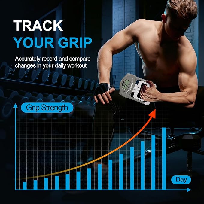 Handeful Grip Strength Tester Trainer - Dynamometer Handgrip Measurer Meter, Handheld Strengthener Exerciser for Sports, School, and Home Use (198Lbs / 90Kgs)