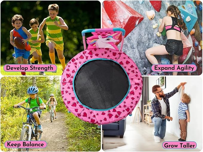 No-Gap 36" Mini Trampoline Toddler Trampoline with Handle for Kids, 36 inch Indoor Garden Small Kid Trampoline Baby Trampolines with Super Safe Cover for Toddlers Ages 2 to 5