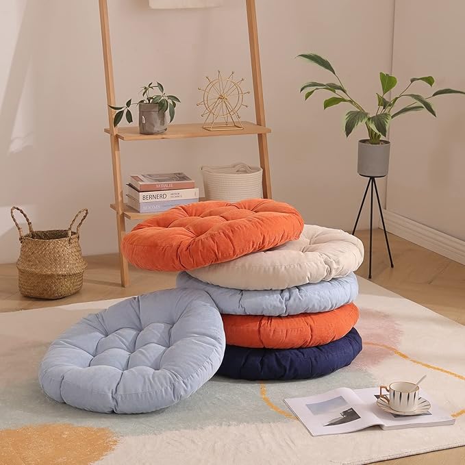 Tiita Floor Pillow Cushion, 22 inch Round Seat Cushion, Outdoor Floor Pad, Meditation Cushion for Yoga Living Room Sofa Balcony, Beige