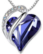 Infinity Love Birthstone Heart Necklace - 18K White Gold Plated Crystal Pendant Gift for Women