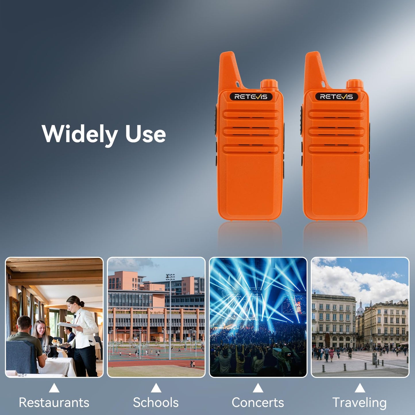 Retevis RT22 Two Way Radio Long Range Rechargeable,Portable 2 Way Radio, USB-C Charging, Handsfree Walkie Talkies for Adults Cruise Hiking Camping(4 Pack)