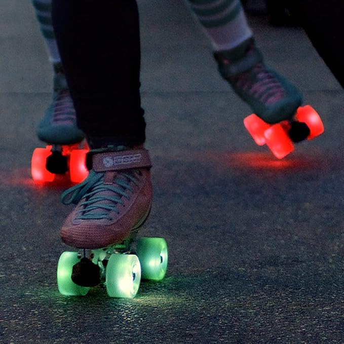 Bont Skates - Glow Light Up LED Quad Roller Skate Wheels - Recreational Street Outdoor Skating - 62x35mm 83A - Set of 4 wheels (Cherry Blossom Pink)