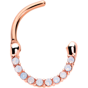 16G 5/16 Aurora Gem Rose Gold Tone Paved Cartilage Clicker