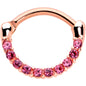 16G 5/16 Pink Gem Rose Gold Tone Paved Cartilage Clicker