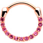16G 3/8 Pink Gem Rose Gold Tone Paved Cartilage Clicker