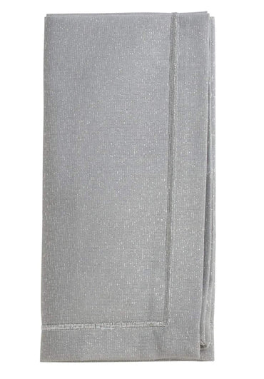 Fennco Styles Stylish Shimmering Design Table Cloth Napkins 19 x 19 Inch, Set of 4 - Silver Dinner Napkins for Home, Dining Room, Banquets and Special Event