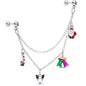 16G 1/4 Clear Gem Santa Christmas Dangle Cartilage Chain Earring