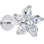 16G 5/16 Clear Gem Pretty Petals Flower Labret Monroe Tragus