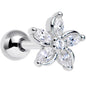 16G 1/4 Clear Gem Pretty Petals Flower Cartilage Tragus Earring