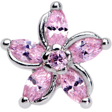 16G 1/4 Pink Gem Pretty Petals Flower Cartilage Tragus Earring