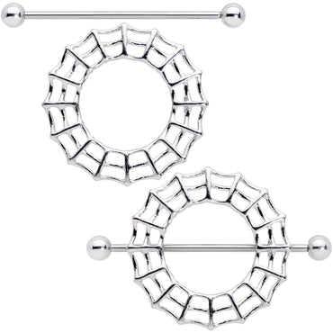 14G 7/8 Sexy Spider Web Halloween Nipple Shield Set