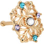 20G 1/4 White Synthetic Opal Gold Tone Web Nose Bone