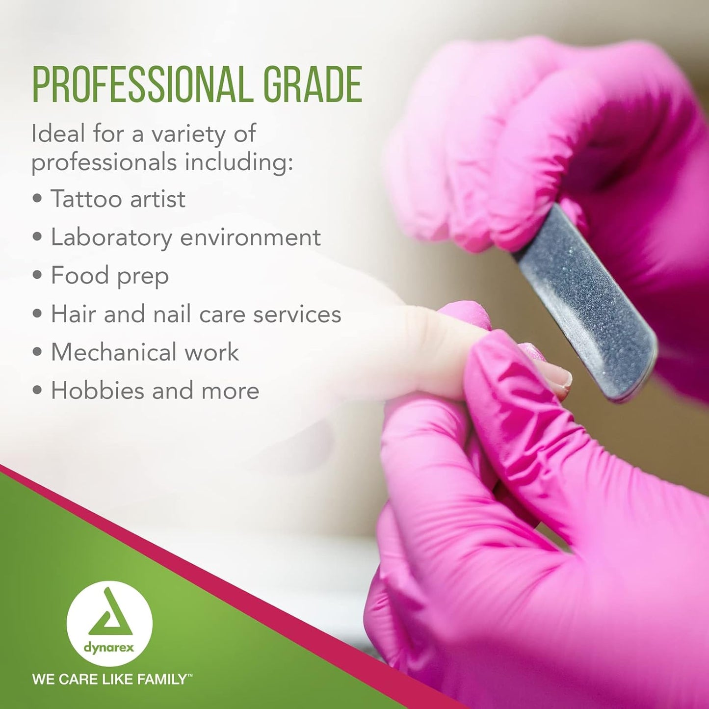 Dynarex AloeSkin Nitrile Exam Gloves with Aloe, Powder-Free, Pink - 100ea/bx, 10bxs/cs (1000 Count)