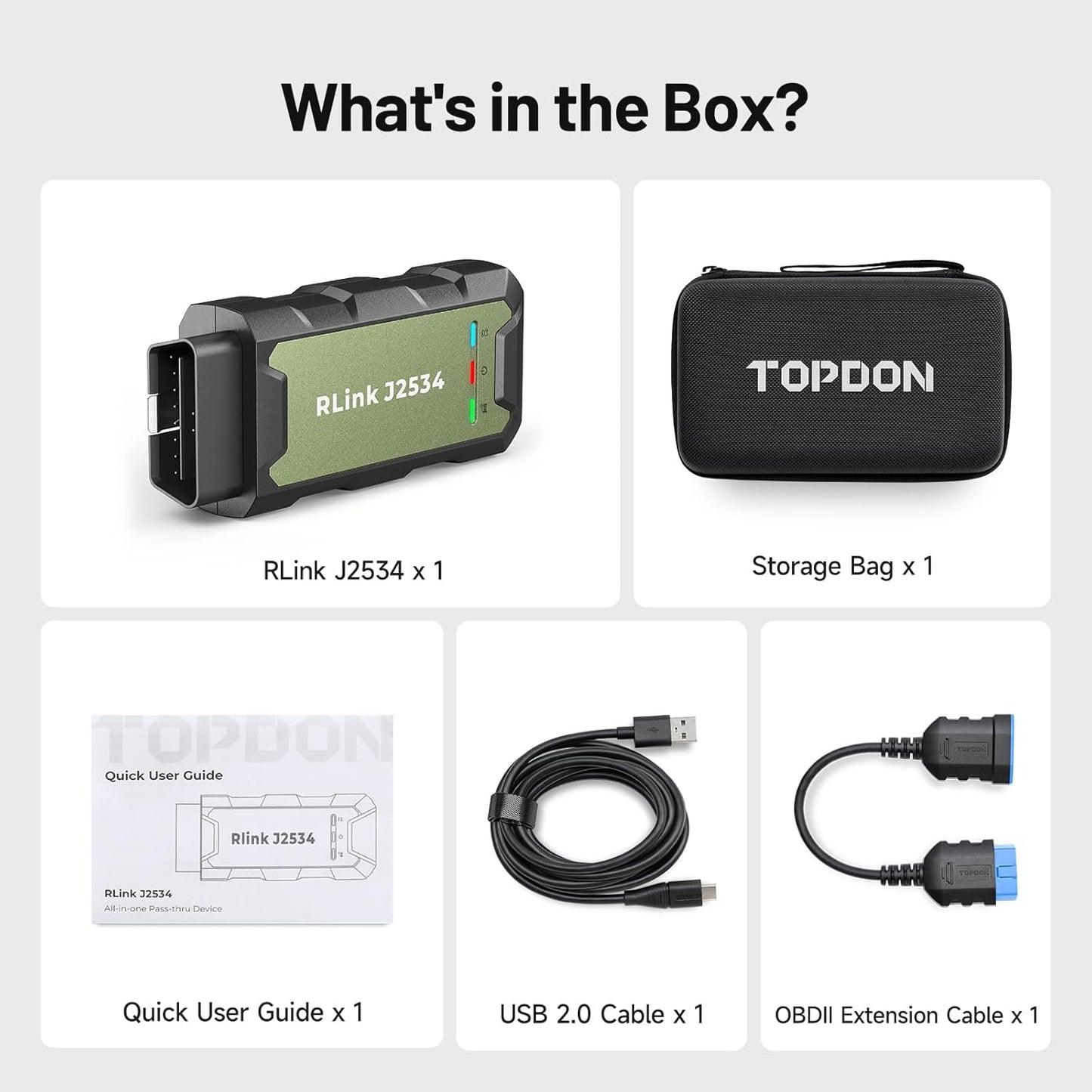 TOPDON RLink J2534 OEM Reprogramming and Diagnostic Tool, Enhanced J2534 VCI, J2534 Pass-Thru for J2534/D-PDU/CAN-FD/DoIP, Supports 17+ Vehicle Brands, No OE Software Provided