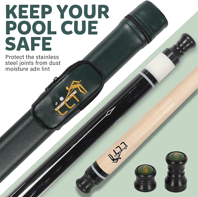 Professional 58" 2-Piece Maple Pool Cue, 18oz-21oz ??Durable and Lightweight Billiard Cue with Leather Case for Home and Tournament Play