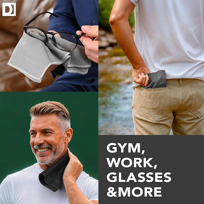 Pocket-Sized Sweat Towels - The Original Sweat Absorbing Handkerchiefs - Quick-Dry Microfiber Sweat Rags for Face, Hands, & Body - Men & Women - Gym, Sports, and Work (White: 5 Pack)