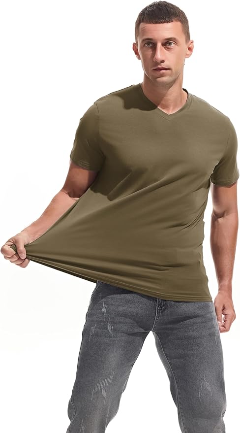 VEIISAR Premium V Neck T Shirts for Men - Modern Fitted Tees Vneck Undershirts