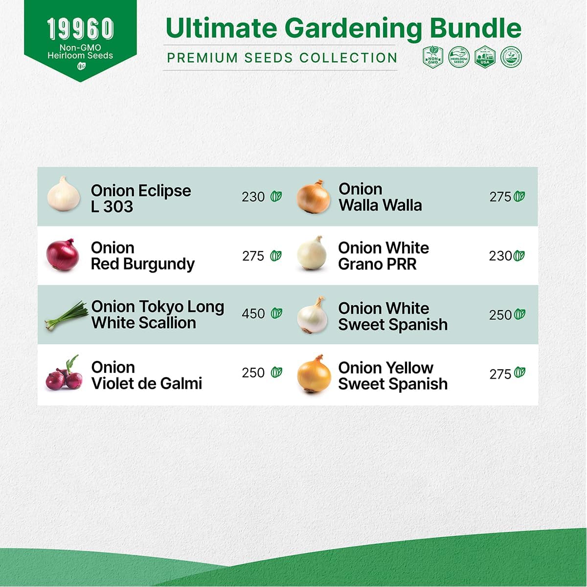 Organo Republic 15 Lettuce & Greens and 8 Onion Seeds Variety Pack Bundle, 19,975+ Non-GMO Heirloom Garden Seeds for Planting Lettuce, Greens, and Onions for Indoor & Outdoor Gardening