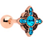 16G 1/4 Aqua Gem Rose Gold Tone Renaissance Cartilage Tragus