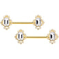 14G 9/16 Clear Gem Gold Tone Regal Rectangle Nipple Ring Set