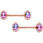 14G 9/16 Purple Tourmaline Rose Gold Tone Nipple Ring Set