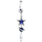 Clear Blue Gem Star Saturn Pearlescent Dangle Belly Ring