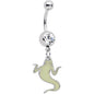 Clear Gem White Ghost Glow in the Dark Halloween Dangle Belly Ring