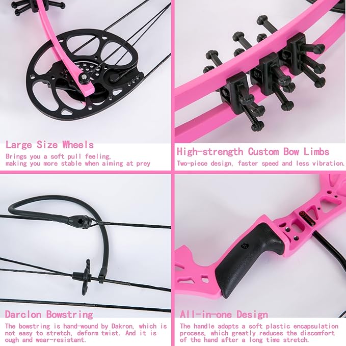 Youth Compound Bow Set 15-45 Lbs for Teens and Beginner, Package with Archery Hunting Equipment, Max Speed 260fps, Adjustable, Right Hand