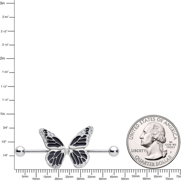 14G 7/8 Split Butterfly Barbell Nipple Ring Set