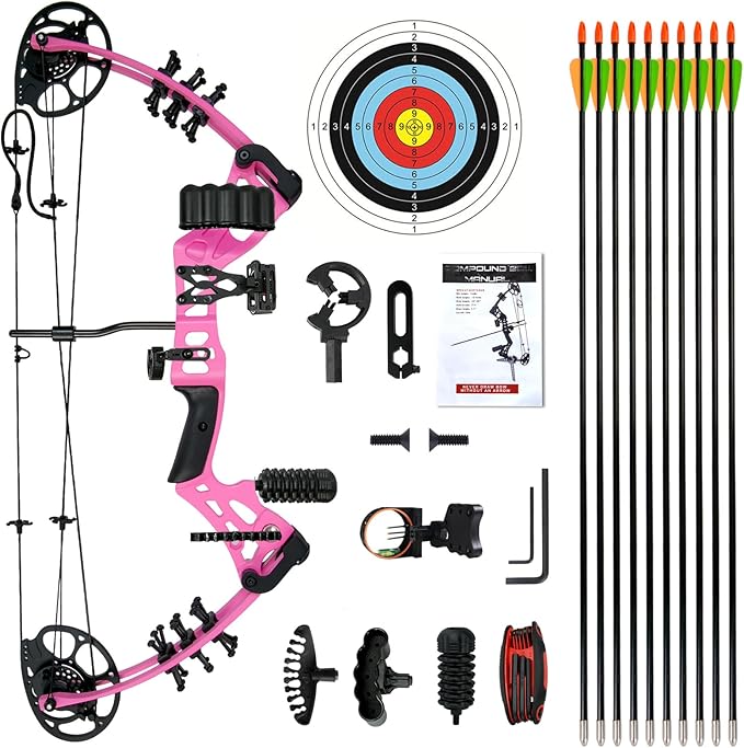 Youth Compound Bow Set 15-45 Lbs for Teens and Beginner, Package with Archery Hunting Equipment, Max Speed 260fps, Adjustable, Right Hand