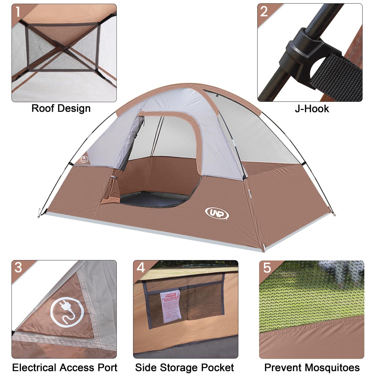 Camping Tent 2 Person, Waterproof Windproof Tent with Rainfly Easy Set up-Portable Dome Tents for Camping…